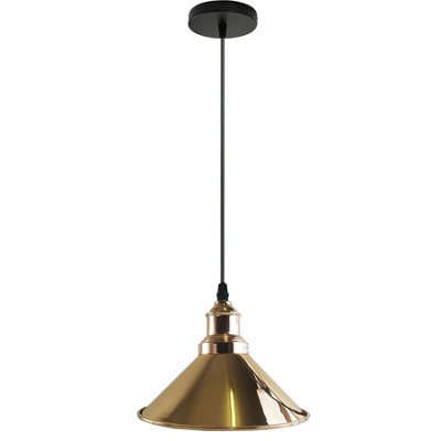 Industrial Single Pendant Light 22Cm Cone French Gold Metal Vintage Flush Mount Ceiling Lamp For Bedroom Hallway Kitchen - image 1