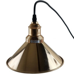 Industrial Single Pendant Light 22Cm Cone French Gold Metal Vintage Flush Mount Ceiling Lamp For Bedroom Hallway Kitchen - thumbnail 5