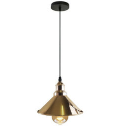 Industrial Single Pendant Light 22Cm Cone French Gold Metal Vintage Flush Mount Ceiling Lamp For Bedroom Hallway Kitchen - thumbnail 7