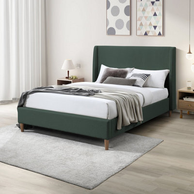 Furniturebox Uk King Size Bed - 'hana' Upholstered Green Kingsize Bed Frame Only (No Mattress) - 100% Recycled Eco Fabric - image 1