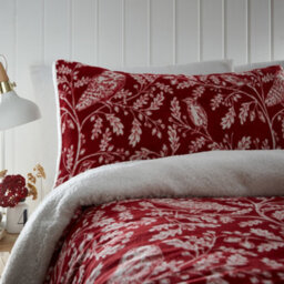 Dreams & Drapes Woodland Owls Red Fleece Duvet Cover Set - thumbnail 2