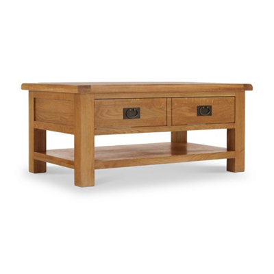 Zelah Oak 110Cm King Coffee Table With Drawer - By Roseland Furniture - image 1