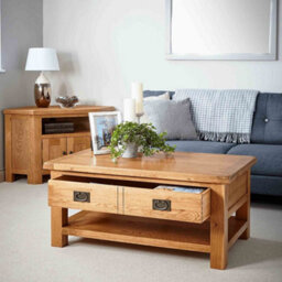 Zelah Oak 110Cm King Coffee Table With Drawer - By Roseland Furniture - thumbnail 6