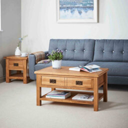 Zelah Oak 110Cm King Coffee Table With Drawer - By Roseland Furniture - thumbnail 2