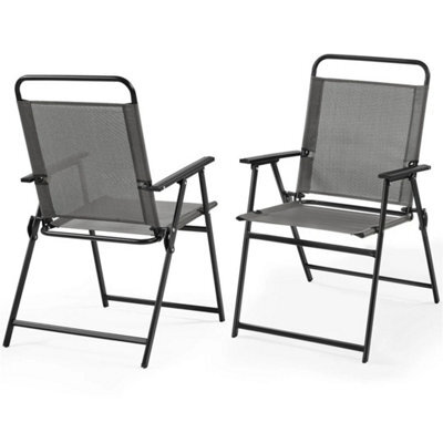 Gray 4Pcs Outdoor/ Patio/ Garden/ Backyard Texteline Foldable Dining Chairs - image 1