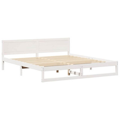Berkfield Modern Bed Frame White Wood 200 X 200 Cm Durable Minimalist Bed Frame - image 1