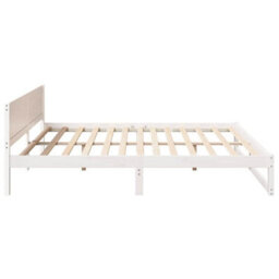 Berkfield Modern Bed Frame White Wood 200 X 200 Cm Durable Minimalist Bed Frame - thumbnail 6