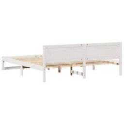 Berkfield Modern Bed Frame White Wood 200 X 200 Cm Durable Minimalist Bed Frame - thumbnail 7