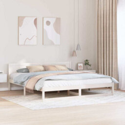 Berkfield Modern Bed Frame White Wood 200 X 200 Cm Durable Minimalist Bed Frame - thumbnail 2