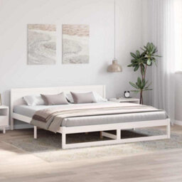 Berkfield Modern Bed Frame White Wood 200 X 200 Cm Durable Minimalist Bed Frame - thumbnail 4