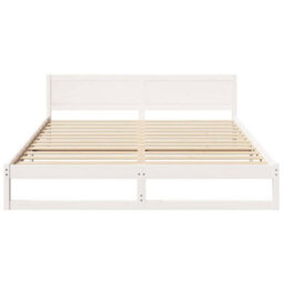 Berkfield Modern Bed Frame White Wood 200 X 200 Cm Durable Minimalist Bed Frame - thumbnail 5