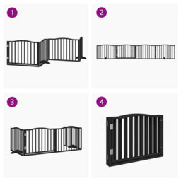 Walplus Black Dog Gate With Door Foldable 4 Panels 320 Cm Poplar Wood - thumbnail 7