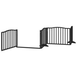 Walplus Black Dog Gate With Door Foldable 4 Panels 320 Cm Poplar Wood - thumbnail 4