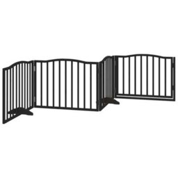 Walplus Black Dog Gate With Door Foldable 4 Panels 320 Cm Poplar Wood - thumbnail 6