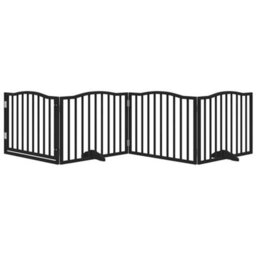 Walplus Black Dog Gate With Door Foldable 4 Panels 320 Cm Poplar Wood - thumbnail 3