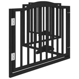 Walplus Black Dog Gate With Door Foldable 4 Panels 320 Cm Poplar Wood - thumbnail 5