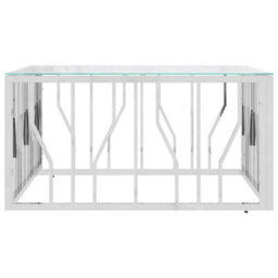 Berkfield Coffee Table 80X80X40 Cm Stainless Steel And Glass - thumbnail 3