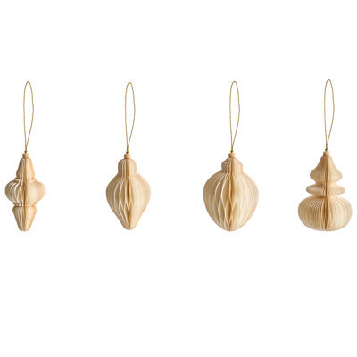 Beliani Set Of 20 Christmas Tree Ornaments Altaelva Paper Beige - image 1