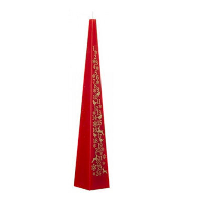 PMS Red Tall Pyramid Christmas Advent Candle Countdown To Christmas 32.5Cm X 5Cm