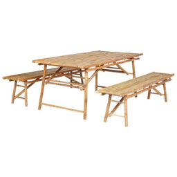 Beliani Tindari 4 Seater Garden Dining Set Light Brown Bamboo