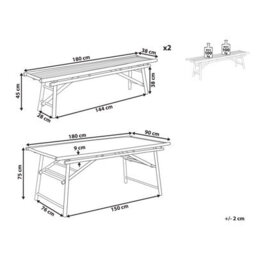 Beliani Tindari 4 Seater Garden Dining Set Light Brown Bamboo - thumbnail 3
