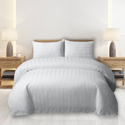 Neel Blue Cotton Double Duvet Cover & 2 Matching Pillow Cases - White - thumbnail 7