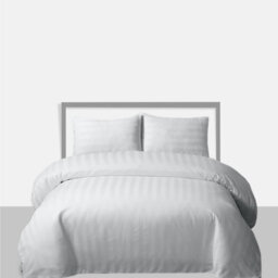 Neel Blue Cotton Double Duvet Cover & 2 Matching Pillow Cases - White - thumbnail 1