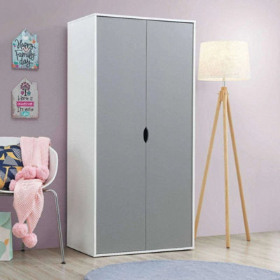 2 Door Wardrobe In Grey And White For Home Bedroom Furniture - image 1