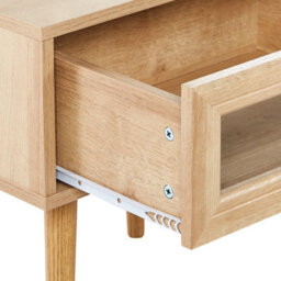 Wyld And Coco Luxenest Bedside Table With Tempered Glass Doors And Drawer, Walnut Tone, W48 X D40 X H51Cm - thumbnail 7