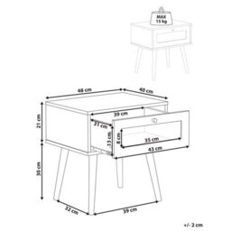 Wyld And Coco Luxenest Bedside Table With Tempered Glass Doors And Drawer, Walnut Tone, W48 X D40 X H51Cm - thumbnail 4