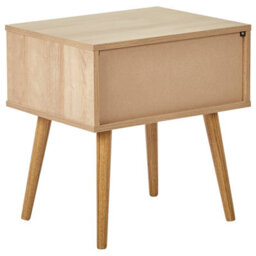 Wyld And Coco Luxenest Bedside Table With Tempered Glass Doors And Drawer, Walnut Tone, W48 X D40 X H51Cm - thumbnail 6
