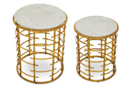 Orsina Distinctive Set Of 2 Tables With Jupiter Base, Metallic Nesting Table, Old Finish Bedside Table For Bedroom - thumbnail 3