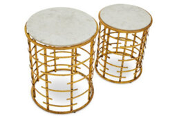 Orsina Distinctive Set Of 2 Tables With Jupiter Base, Metallic Nesting Table, Old Finish Bedside Table For Bedroom - thumbnail 4