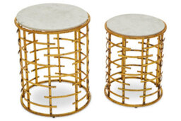Orsina Distinctive Set Of 2 Tables With Jupiter Base, Metallic Nesting Table, Old Finish Bedside Table For Bedroom - thumbnail 1
