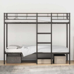 Walplus Bunk Bed Without Mattress Black 75X190 Cm Small Single Steel - thumbnail 3