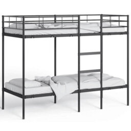 Walplus Bunk Bed Without Mattress Black 75X190 Cm Small Single Steel - thumbnail 4