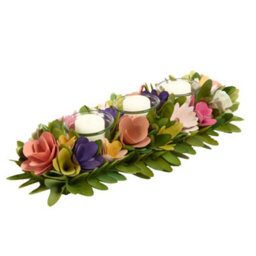 Dibor Traditional Floral Colourful Triple Table Decoration Christmas Candle Holder - thumbnail 2