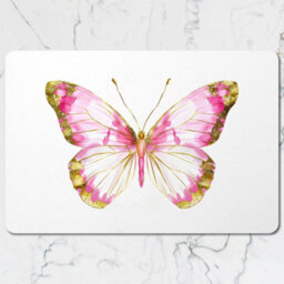 Benjamin Tate Design Butterfly Placemat And Coaster Set With Wooden Base In Gold Accent Artwork Limited Edition - thumbnail 2