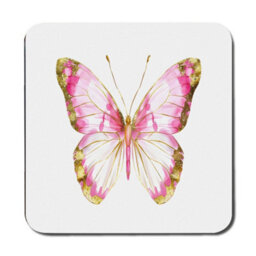 Benjamin Tate Design Butterfly Placemat And Coaster Set With Wooden Base In Gold Accent Artwork Limited Edition - thumbnail 3
