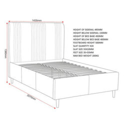 "Seconique Maine 4'6"" (Double) Bed - Taupe Velvet Fabric" - thumbnail 9