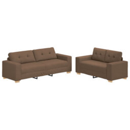 Vidaxl Sofa Set With Cushion 2 Pcs Brown 221 X 78 X 80 Cm Fabric - thumbnail 2