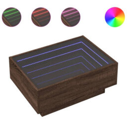 Berkfield Coffee Table With Led Brown Oak 70X50X30 Cm Engineered Wood - thumbnail 2