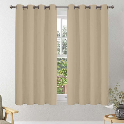 Oxford Homeware Plain Cream 230Gsm Blackout Curtain Thermal Insulated Eyelet For Window Curtain Pair (W)168Cm X (L)137Cm - image 1
