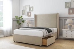 "Sloomy Devonshire Almond Coniston Divan Bed Base No Drawers With 54"" Wingback Headboard 6' Super King" - thumbnail 4
