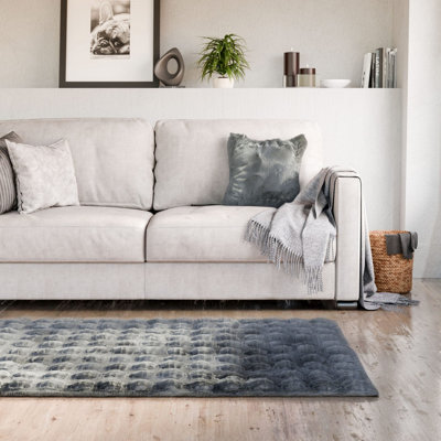 Deluxe Faux Fur Rug In Charcoal - image 1