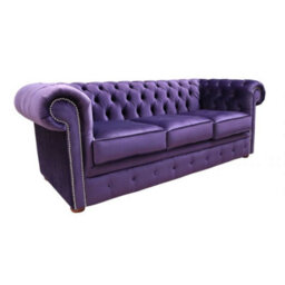 Chesterfield 3 Seater Malta Amethyst Purple Real Velvet Sofa In Classic Style - thumbnail 2