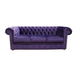 Chesterfield 3 Seater Malta Amethyst Purple Real Velvet Sofa In Classic Style - thumbnail 1