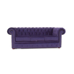 Chesterfield 3 Seater Malta Amethyst Purple Real Velvet Sofa In Classic Style - thumbnail 3