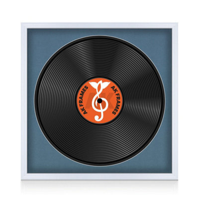 "16X16"" White Classic Vinyl Record Frame With Pompadour Mount For 12 Inch Lp Disc - Ak Frames" - image 1