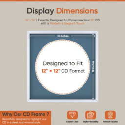 "16X16"" White Classic Vinyl Record Frame With Pompadour Mount For 12 Inch Lp Disc - Ak Frames" - thumbnail 2